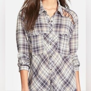 Free People Stitch Detail Plaid Long Sleeves Shirt Gray Multi
XS Runs Big